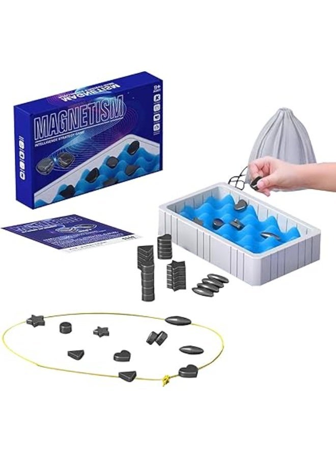 Magnetic Chess Game with String and Stones, Portable Magnetic Chess Set for Kids and Adults, Logic Thinking Strategy Board Game for Travel Camping and Family Entertainment, No Batteries Required - Image 2
